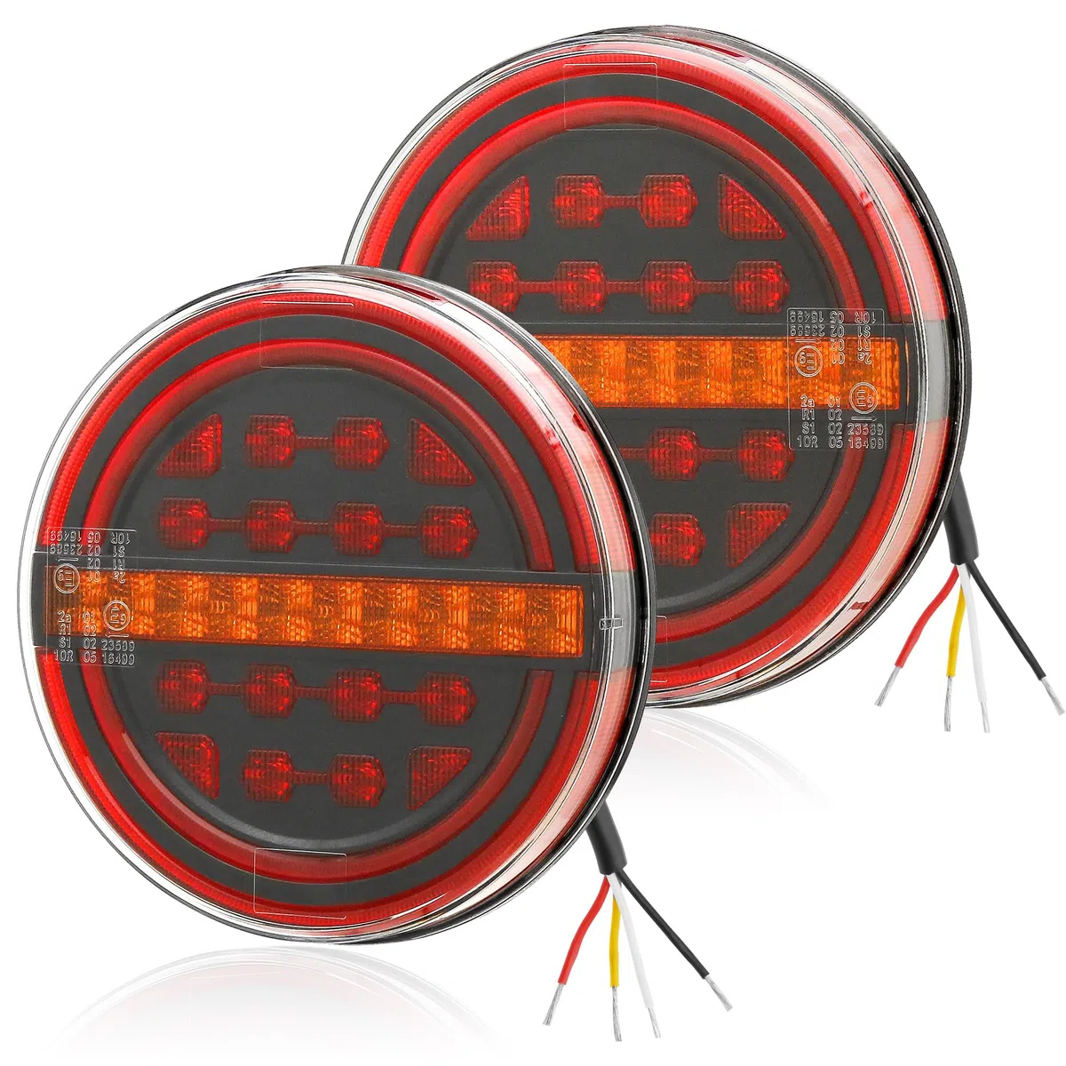 2 x Rund LED Anhänger Rückleuchten 12V/24V Wasserdicht Beleuchtung Anhänger Rücklicht Für Anhaenger, LKW, Wohnmobile & Traktoren, 3-in-1 (Bremslicht/Blinker/Positionslicht)