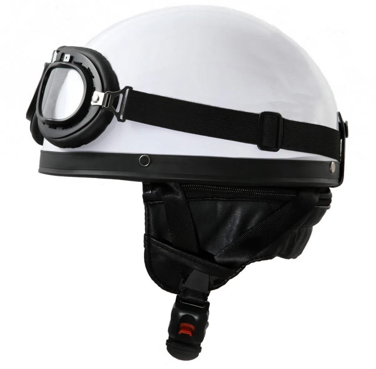 Oldtimer Motorradhelm mit Brille Größe: L 59/60cm, Weiß