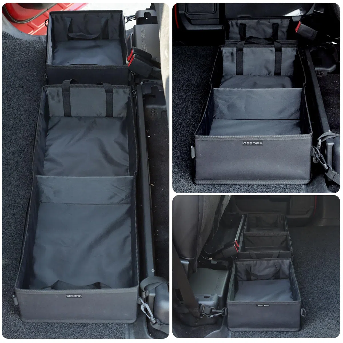 GEEDAR Untersitz-Aufbewahrung, LKW, Werkzeugkasten, Organizer für LKW, Untersitz-Aufbewahrung, Ford F150, F250, F350, Dhevy Dilverado Zubehör (3 Fächer)