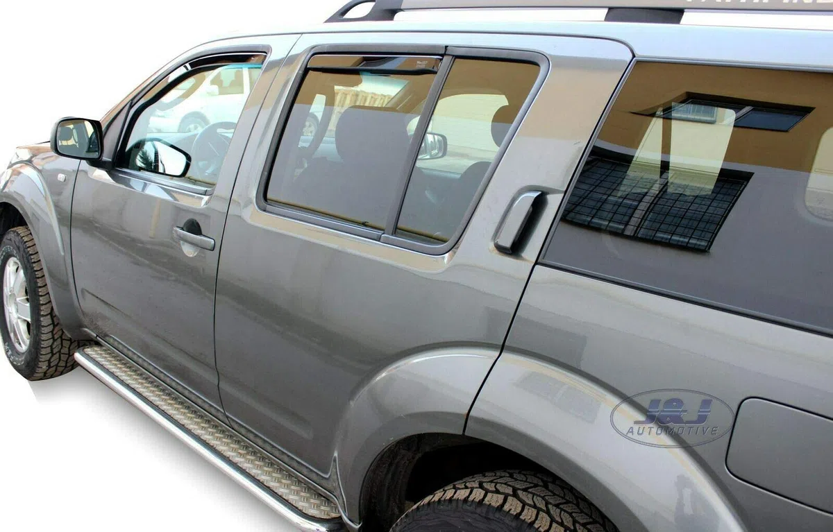J&J AUTOMOTIVE Windabweiser passend für Nissan Pathfinder R51 2005-2012 4tlg, Heko Regenabweiser Vorne Hinten Getönt Dunkel Passform