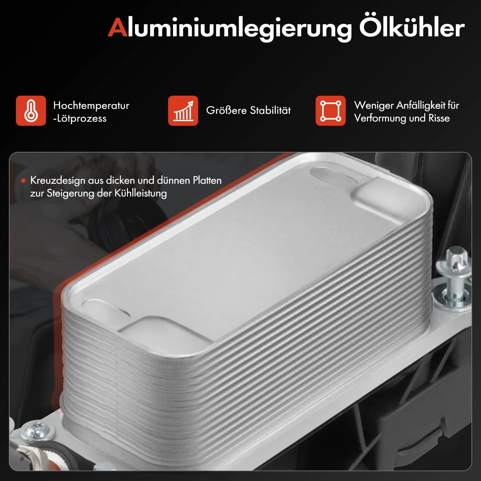 Frankberg Ölkühler Motoröl mit Ölfiltergehäuse Kompatibel mit Golf VI 5K1 517 Pas.sat 362 3C2 Fabia II 542 545 A3 8P1 8P7 Polo 6C1 6R1 Tou.ran 1T1 1T2 1T3 Leon Replace# 03L115389C