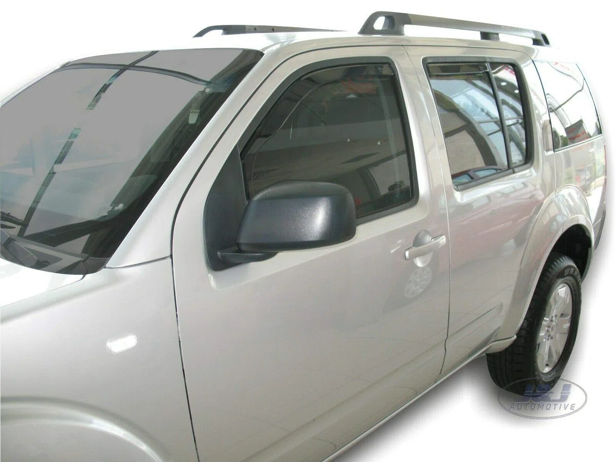 J&J AUTOMOTIVE Windabweiser passend für Nissan Pathfinder R51 2005-2012 4tlg, Heko Regenabweiser Vorne Hinten Getönt Dunkel Passform
