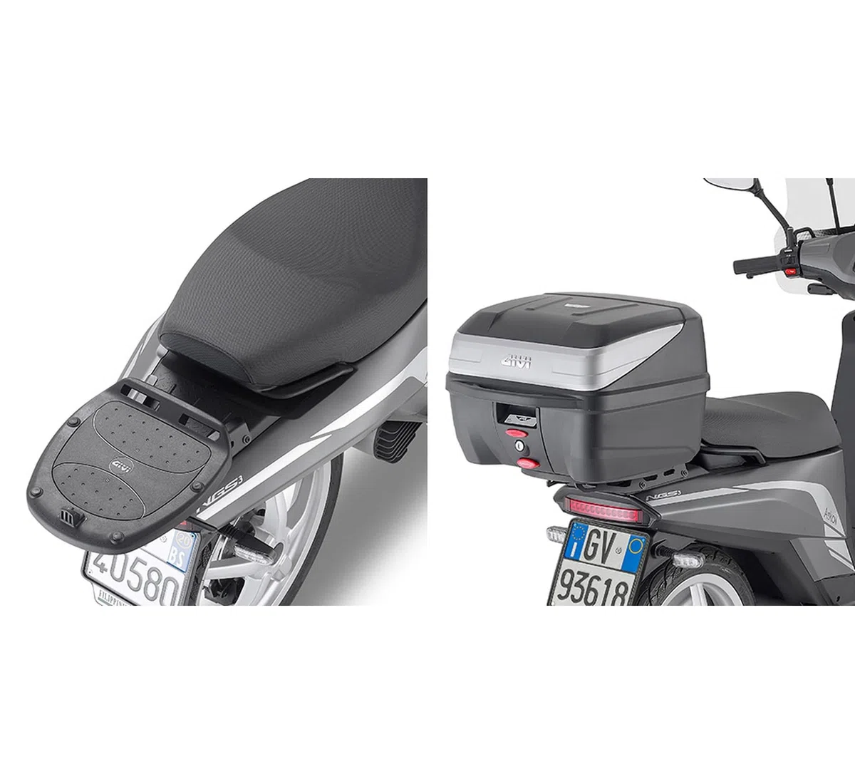 givi motorradkoffer alp44a monolock alpina aluminium 44 lt + träger kompatibel mit askoll ngs1-ngs2 2020 2021 2022 2023 2024 mototopgun alp44a + sr9031