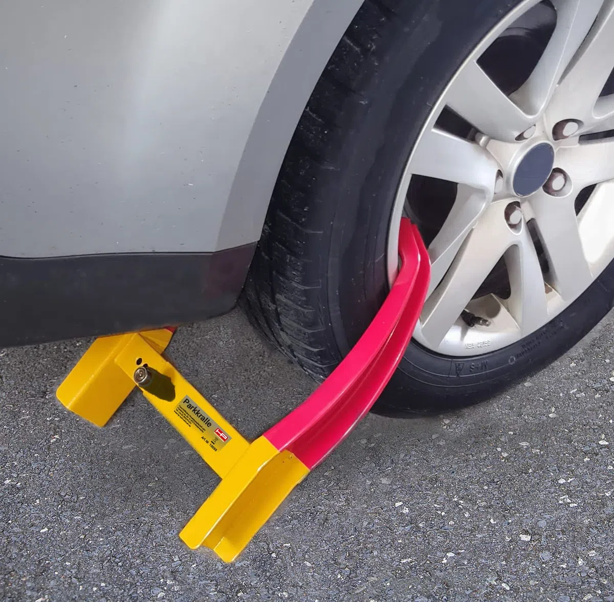 HP-Autozubehör 10055 Parkkralle passend bis 330mm Reifenbreite, Gelb/Rot