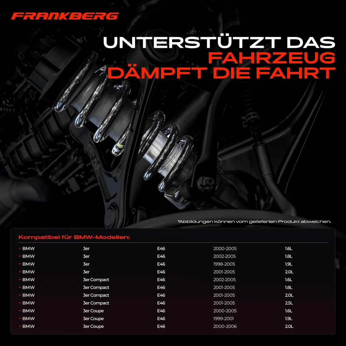 Frankberg 2x Federn Fahrwerksfeder Hinterachse Kompatibel mit 3er E46 1998-2005 3er Compact E46 2001-2005 3er Coupe E46 1999-2006 Replace# RJ6194
