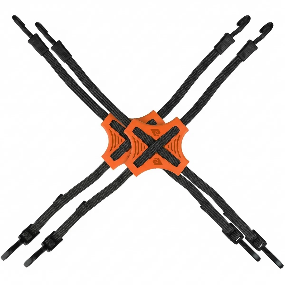 Tack Strap – 4-Wege-Flach-Bungee-Schnur mit Gummi-Pad-Griff, rutschfeste Spanngurte für Motorrad, ATV, Kajak, Radfahren, Camping, LKW, Lagerung, verstellbare Bungee-Seile – 2 Stück (Orange)