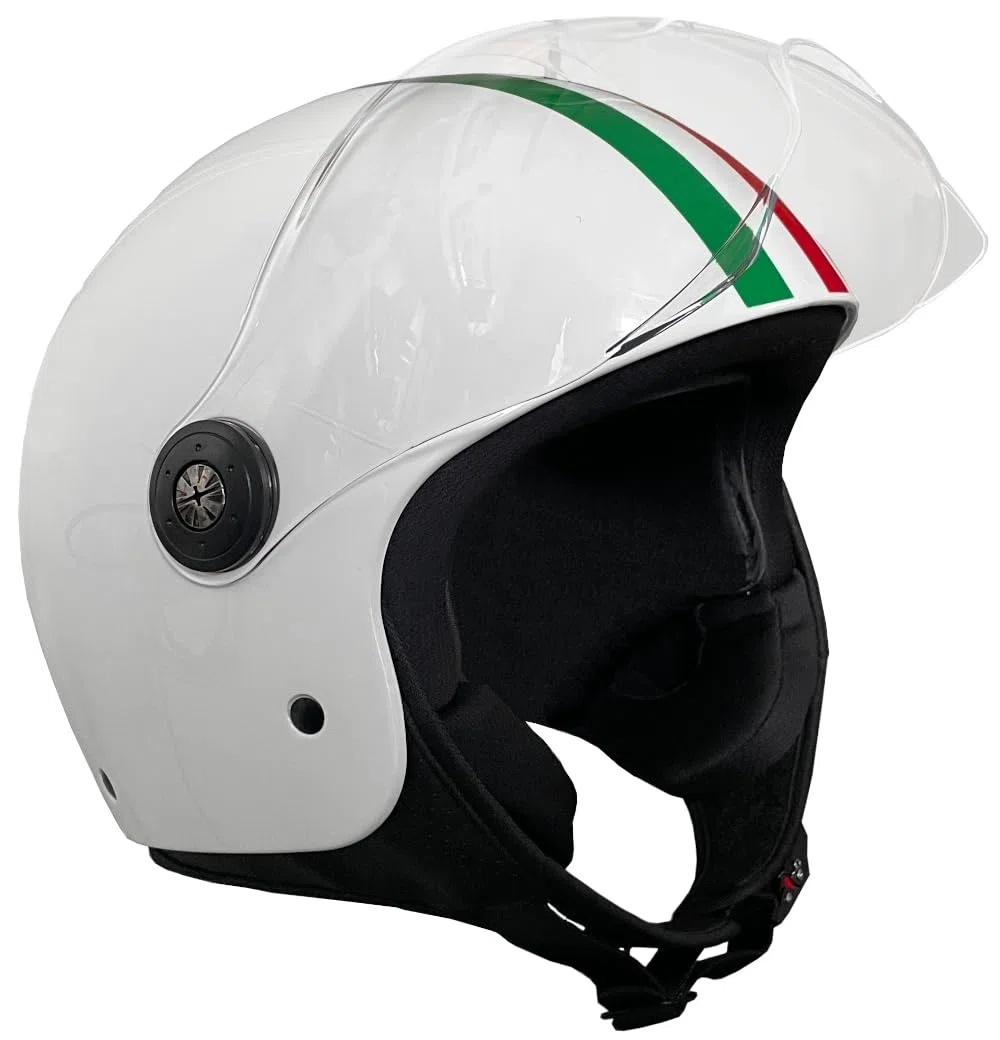 Jethelm RALLOX 229 Italia Helm Motorradhelm Größe L Rollerhelm mit Visier klar weiß Glanz