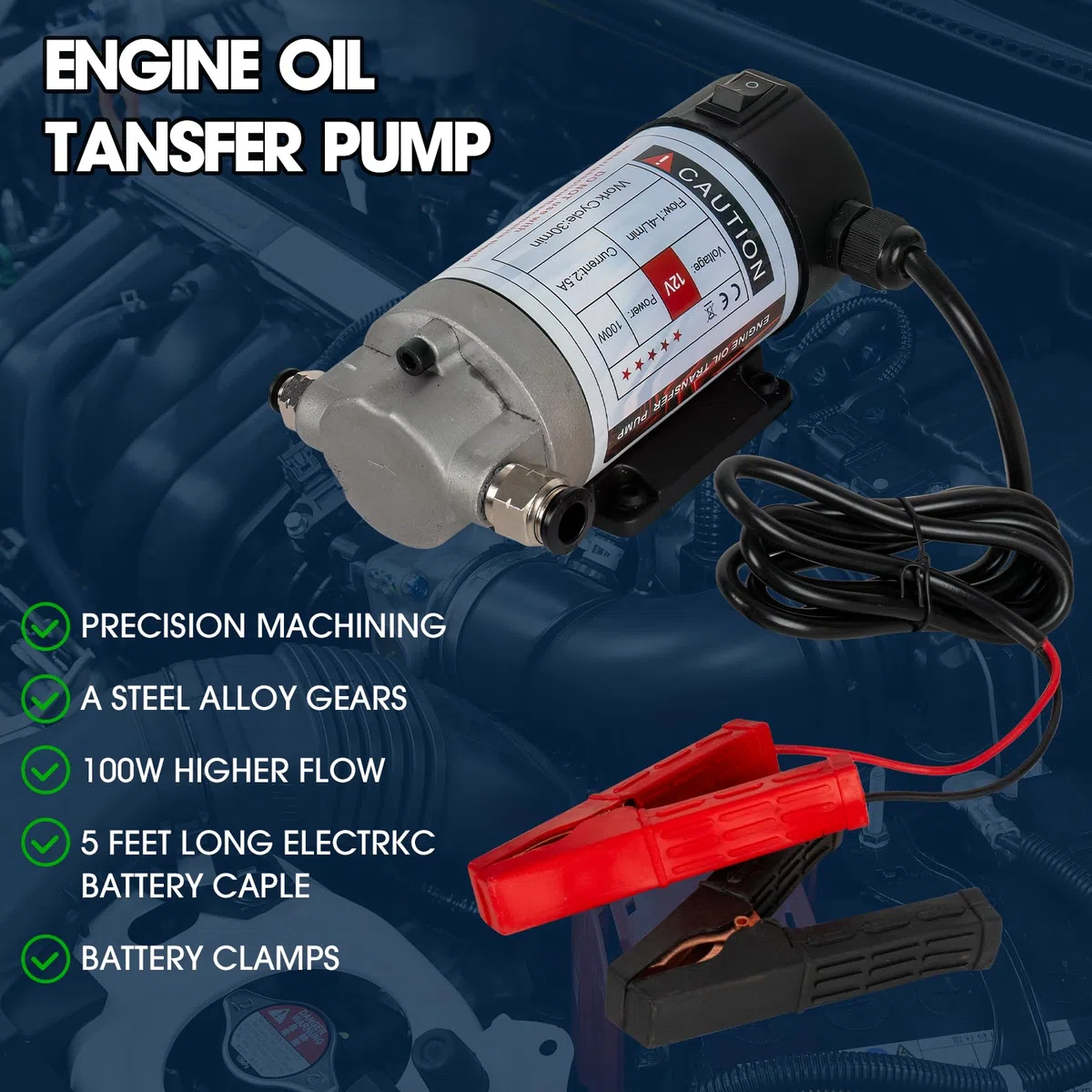 12V 100W Ölabsaugpumpe Kraftstoffpumpe Motoröl-Wechsel Diesel Umfüllpumpe Fluid ExtractorGeräuscharm Ausgestattet mit Aufbewahrungsbox aus Kunststoff