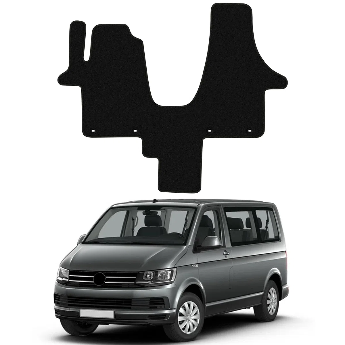 Auto Fußmatten Ersatz für VW T5 Multivan Bus Caravalle 2 Sitzer 2003-2015, Premium Fussmatten Sitz Vorn Classic Schwarz Auto Teppiche Passform