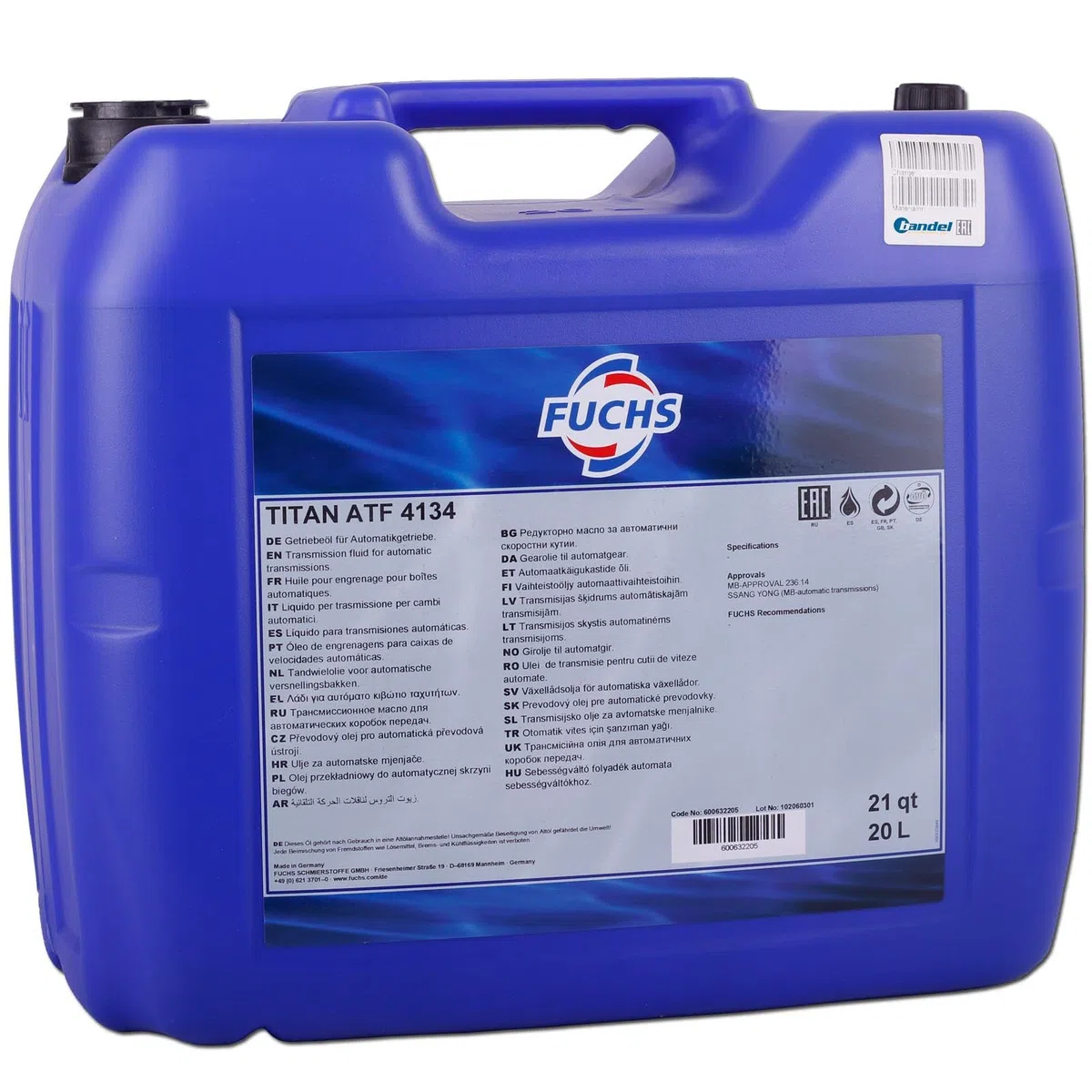 20L 20 Liter FUCHS TITAN ATF 4134 Getriebeöl Automatikgetriebeöl MB 236.14 NAG2