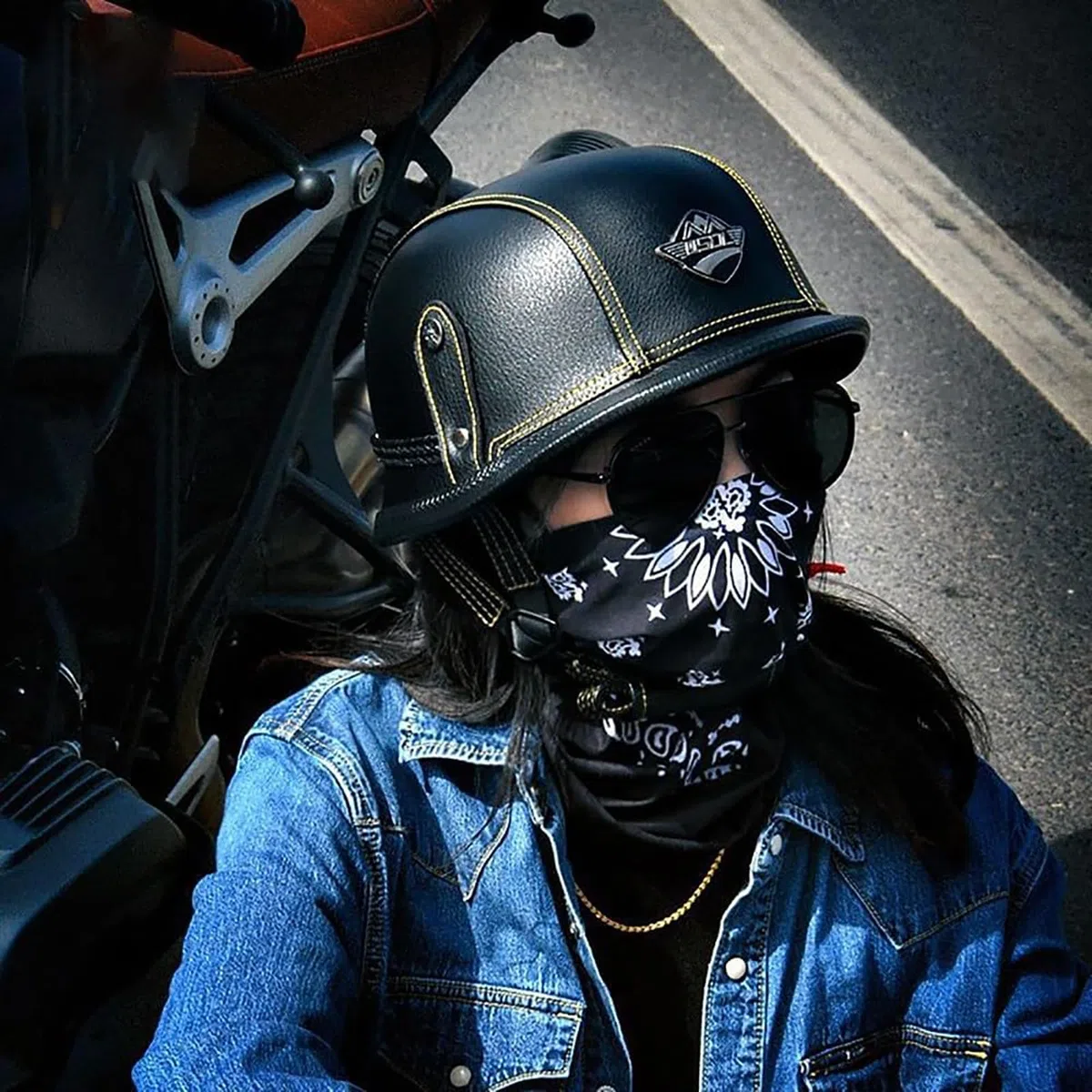 Halbschalenhelm ECE Zertifiziert, Jethelm Retro, Vintage Motorrad Helm, Scooter-Helm, Offenem Helm, mit Brille Halbhelm für Männer Frauen,Black 03,M