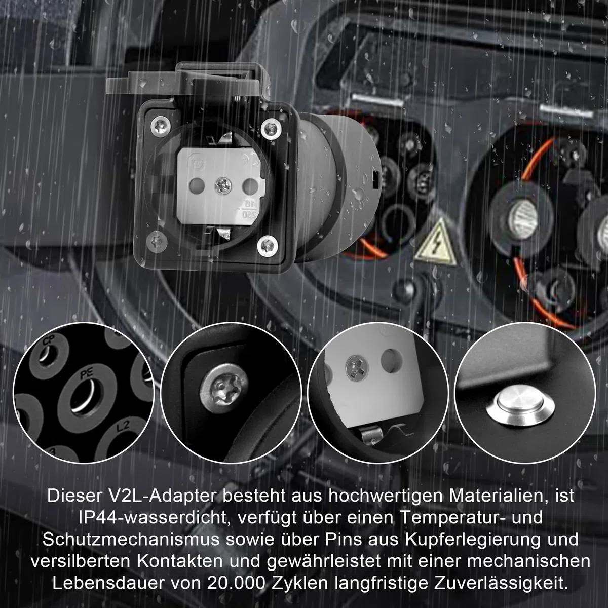 V2L Adapter für Leapmotor B10 C10 C16 EV, Fahrzeug-zu-Ladung-Adapter Vehicle to Load Typ 2 auf Schuko AutoAdapter für Elektrofahrzeuge die V2L-Funktionen unterstützen
