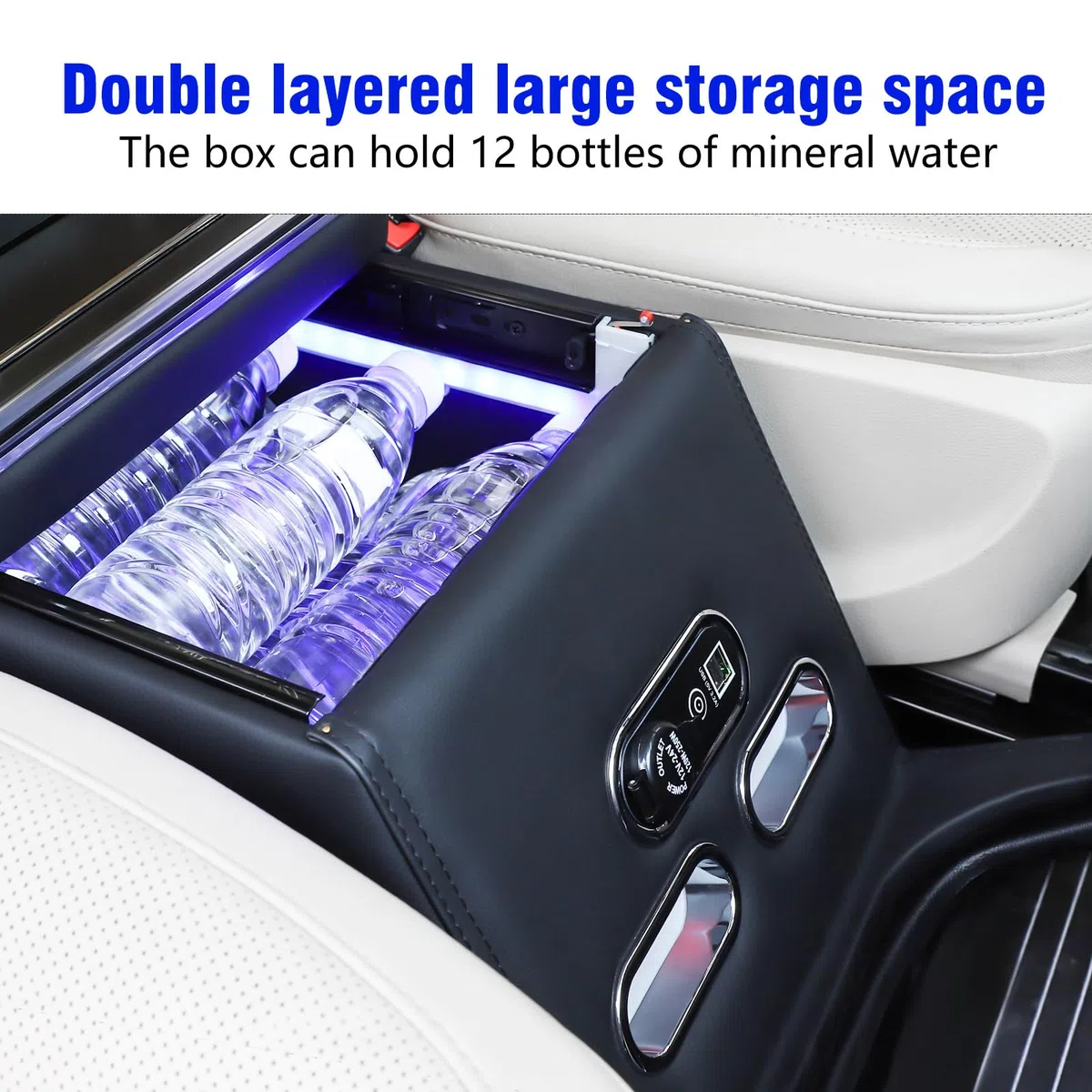 Auto Armlehne Box Center Console Organizer für V-Klasse V220 V260 V250 W447 einfache Installation, mit7 Farben LED-Leuchten-Typ-C USB-Anschluss Schwarz Leder Armlehne Zubehör (black)