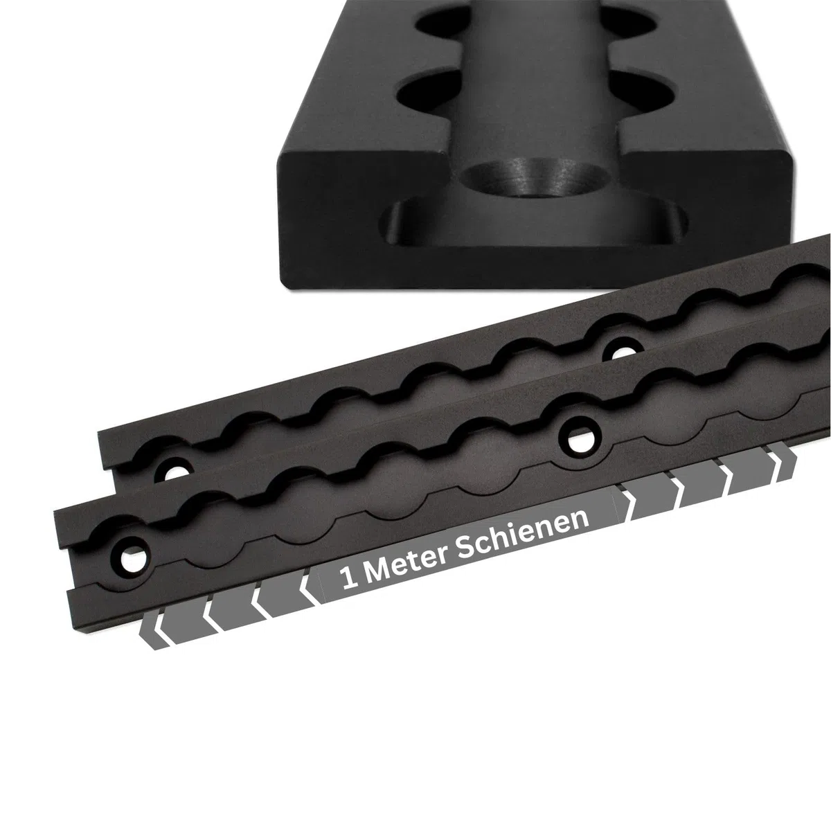 Airlineschiene robust eloxiert eckig schwarz 2X 1,0 Meter mit 4 Zurrösen und 4 Endkappen, Alu Zurrschiene Black line, hohe Stabilität und Langlebigkeit, für Anhänger, PKW, LKW, Camper, Wohnmobil