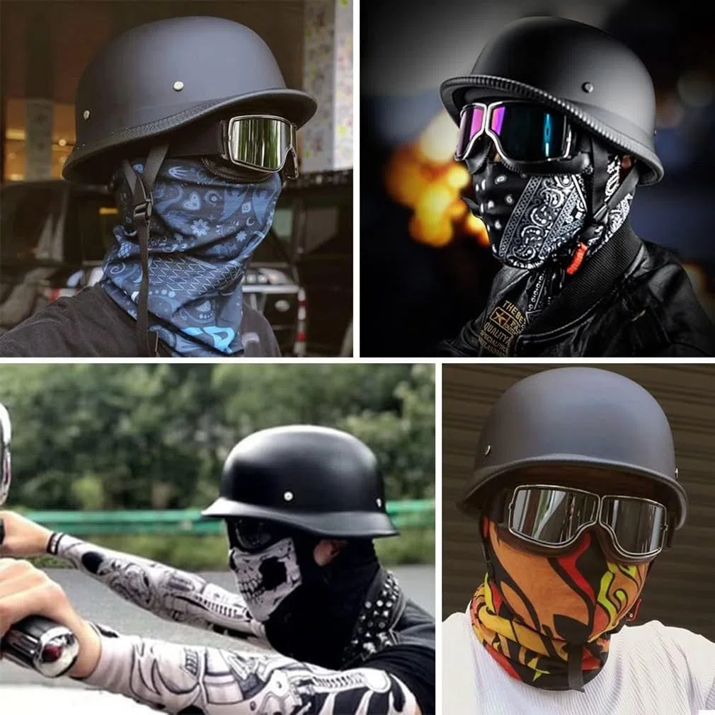 Retro Deutsche Halbhelm Öffnen Motorradhelm Halboffenen Halbschalenhelm ECE Genehmigt Jethelm Offenem Helm Mit Brille Cruiser Chopper Helm Mopedhelme Geeignet Erwachsene MäNner Frauen