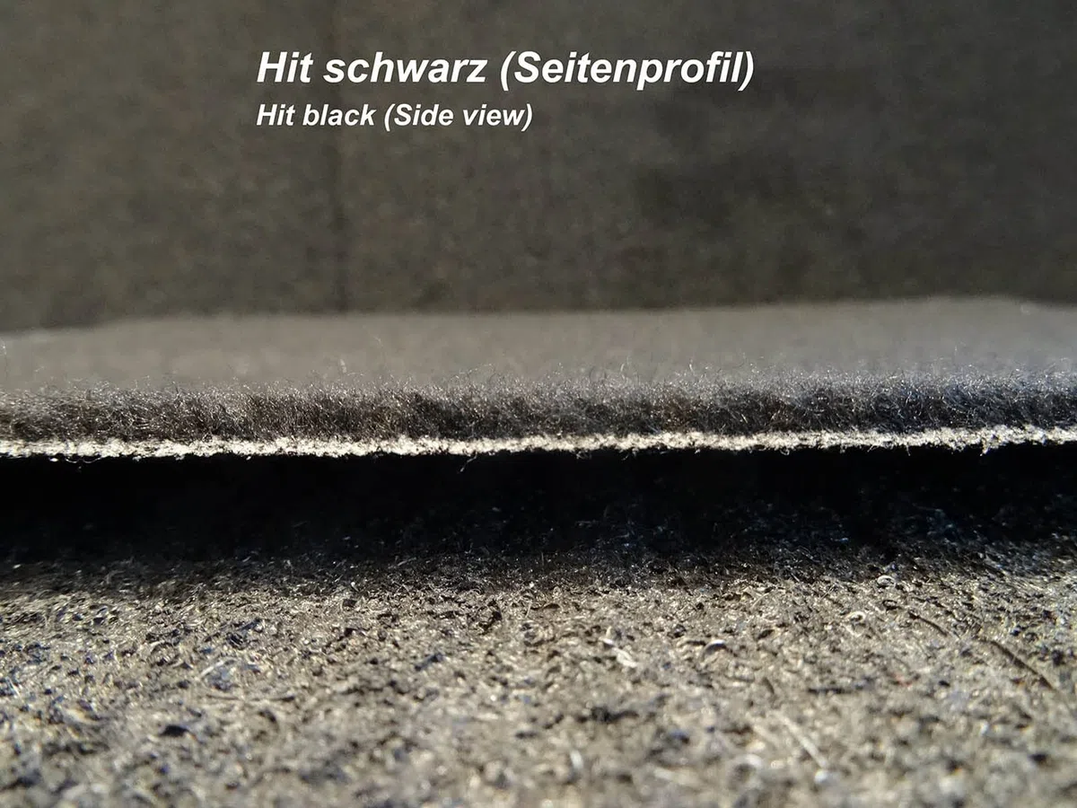 Meterware Autoteppich (Auskleide-Teppich für Fahrzeugboden, Kofferraum, etc) Hit schwarz, Zuschnitt (2m breit / 2m lang)