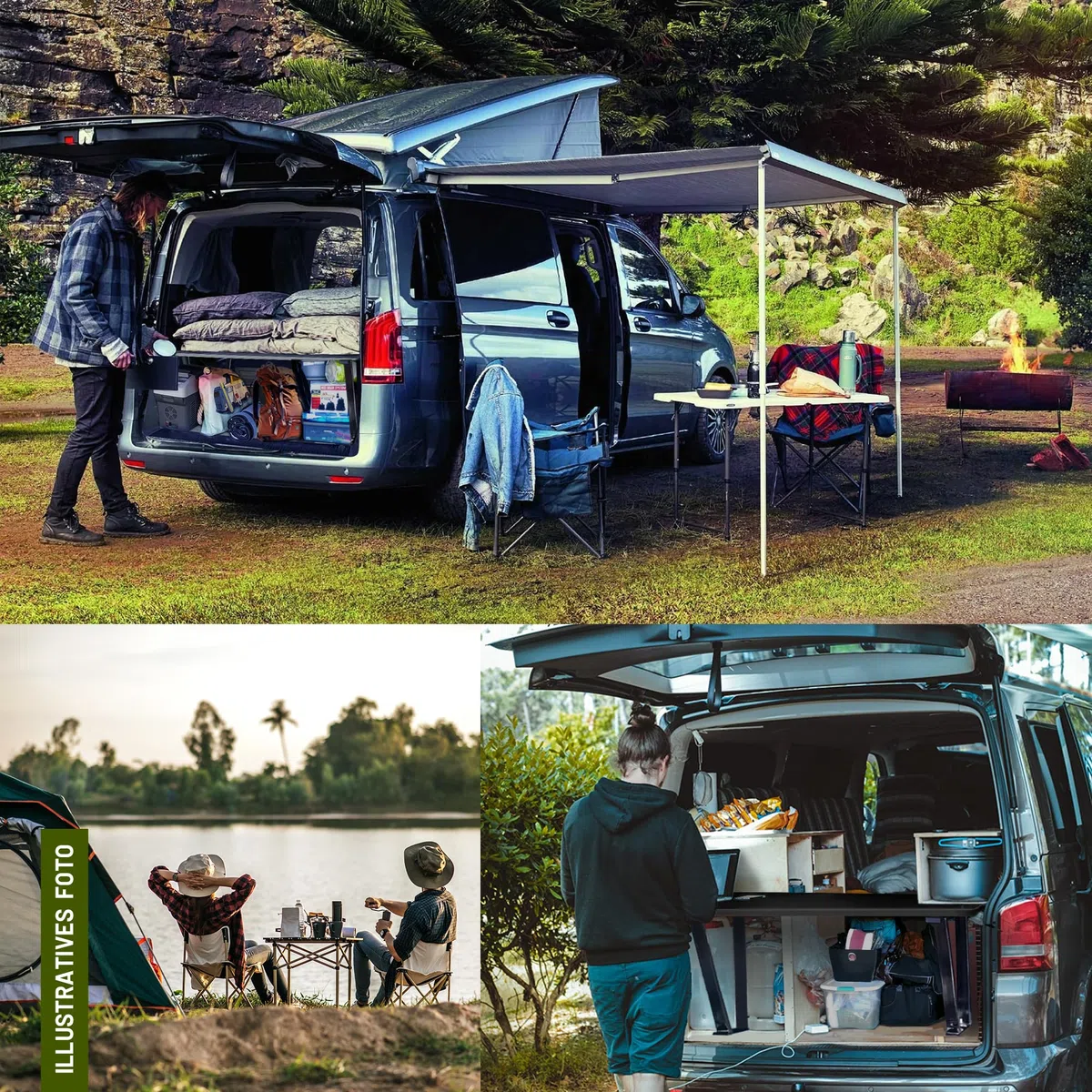 CHROMEMASTER | Kompatibel mit Ford Tourneo Custom L2 Lang 2023+ | Faltbar Bett für Auto, Multiflexboard Bettverlängerung für Camper, Campingbett, Klappbett, Regal, Tisch | Zubehör für den Wohnmobil