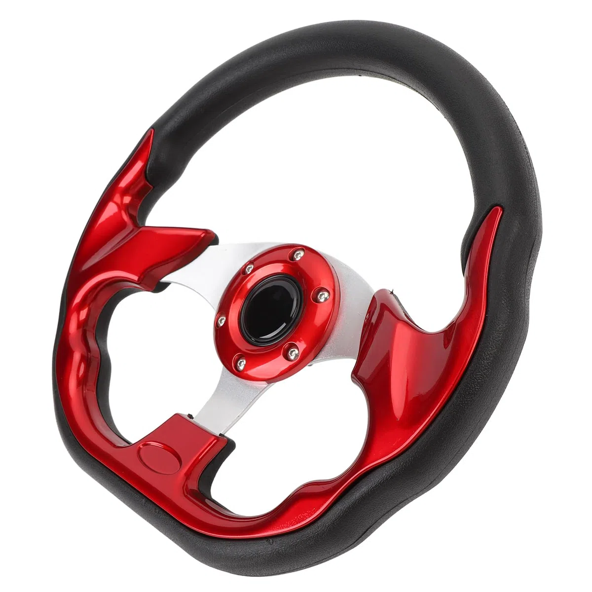13-Zoll-Sportlenkrad Im Rennstil mit Verbessertem Grip, für Pumaterial, Leichtgängiger Handhabung, Einfacher Installation, Geeignet für die Meisten Fahrzeuge und Rennwagen, für (Rot)