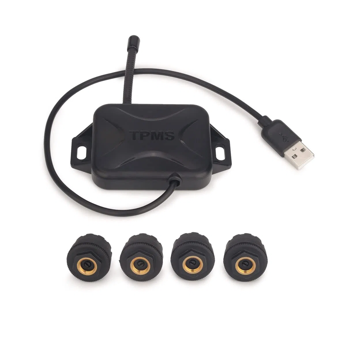 Erisin Universal USB TPMS Modul Reifendruckprüfer mit 4 Externe Sensors, USB Reifendrucksensor Reifendruckkontrollsystem für Android Autoradios
