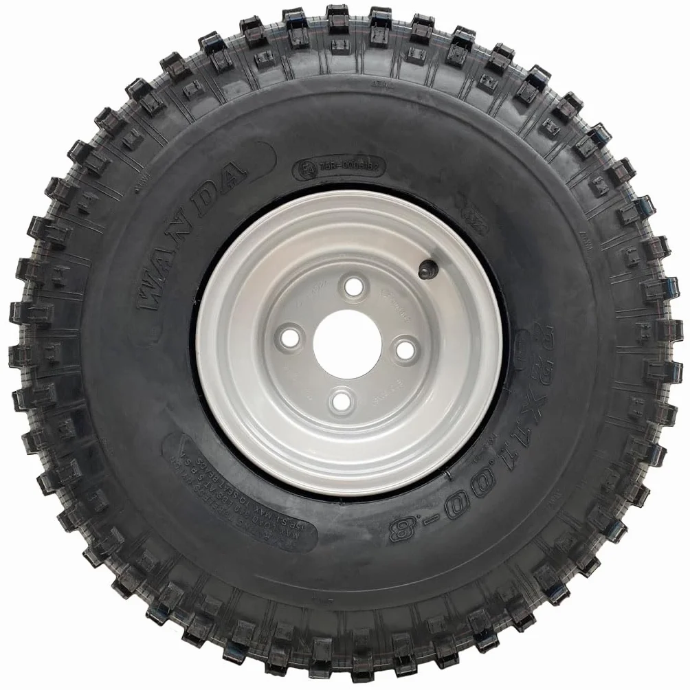 Parnells - 2 Satz Komplette Räder und Reifen, 22 x 11,00-8 2 - Wanda 4-Lagig, 4 Bolzen, 100 mm Pcd, Durchmesser 538 mm, 270 mm Breite, 154 kg - E-Geprüft, für Gartenanhänger, Atv-Quad-Anhänger, Karts