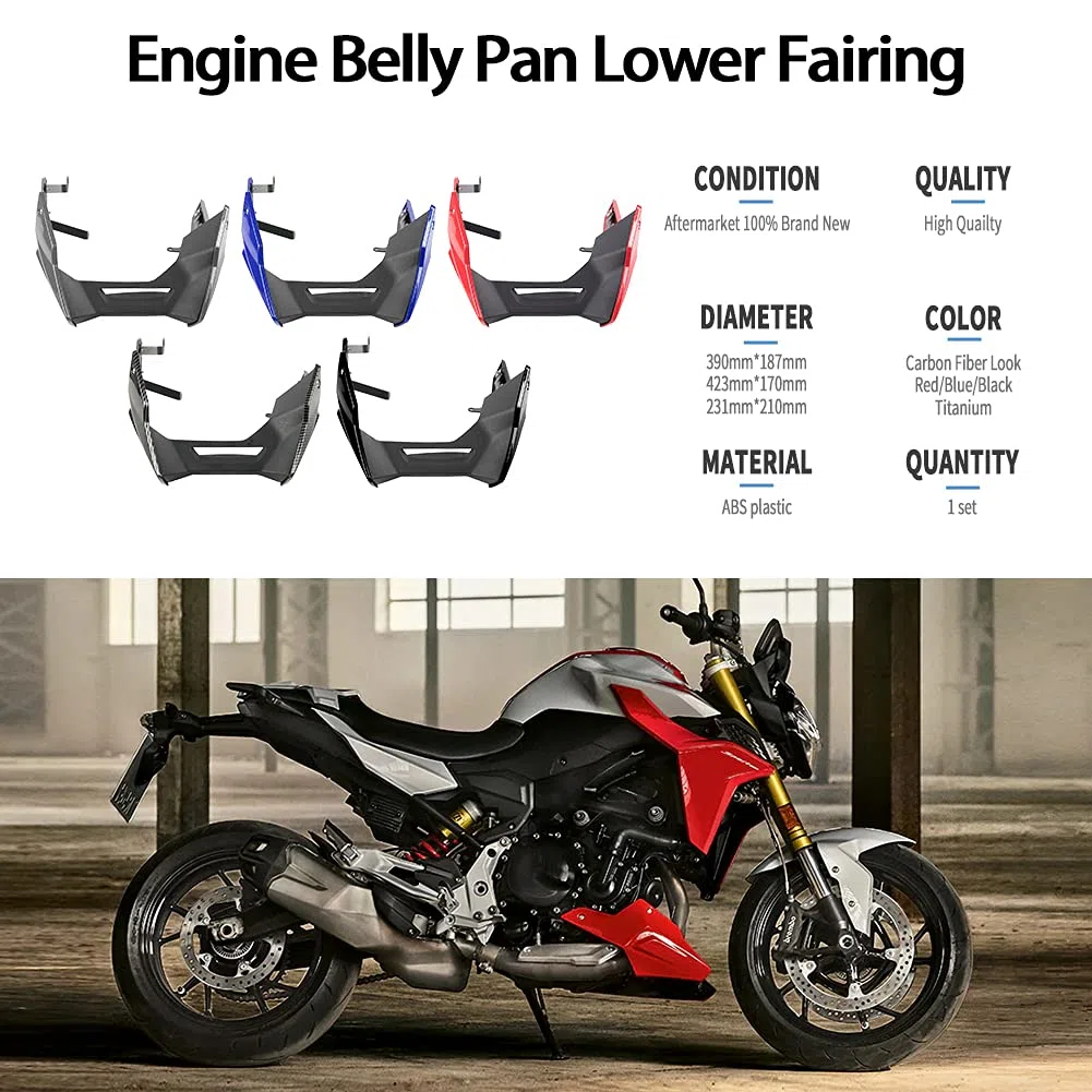 Motorrad Untere Abdeckungen Bellypan Motorschutz Kompatibel mit F900R F900XR F 900 R/XR 2020 2021 2022 2023 2024 (Schwarz)