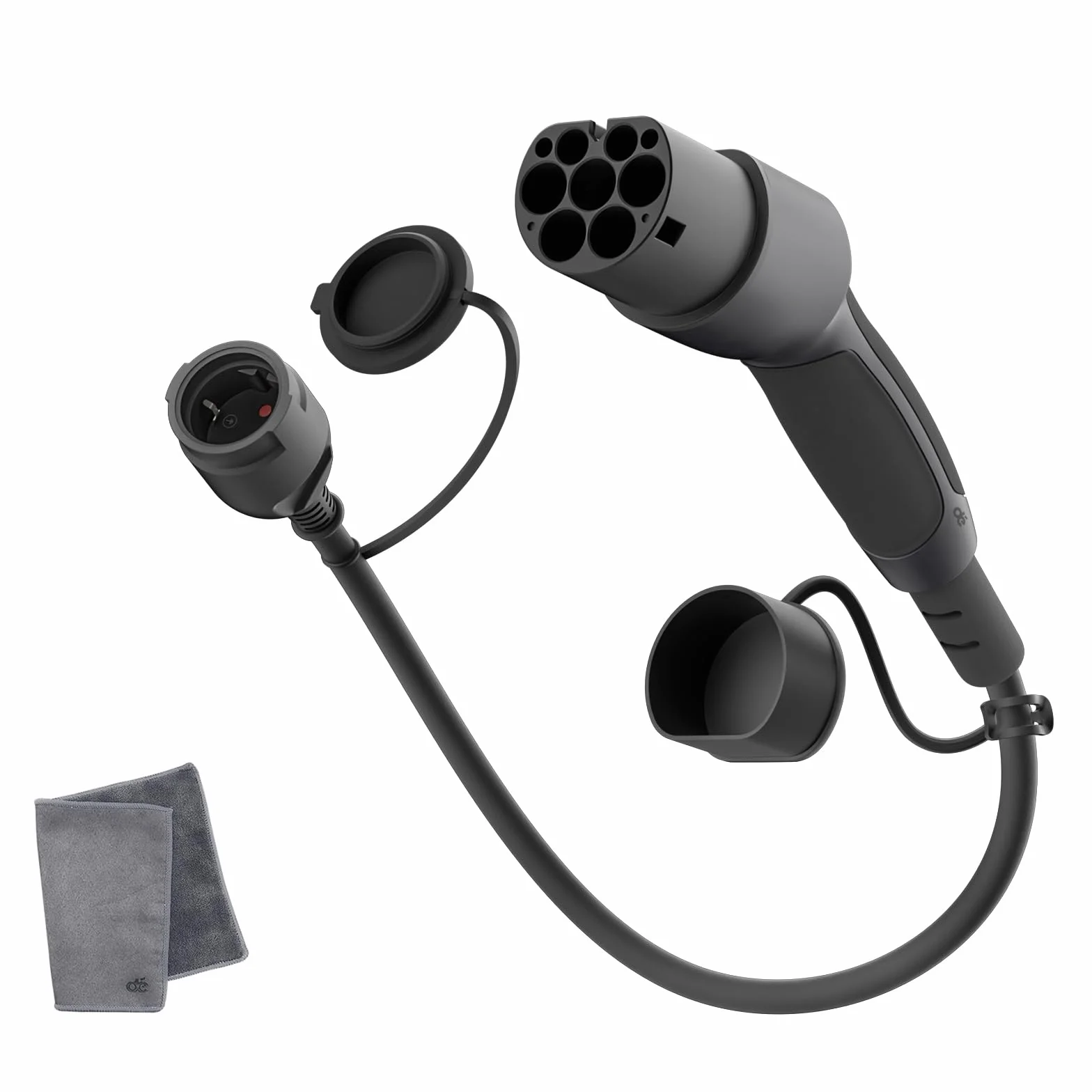 dé Adapter Typ 2 auf Schuko - Elektroauto Ladestecker, 16A 0.6m. Einfaches Laden an Ladestationen/Wallboxen trotz Verwendung von 230V Ladegeräten für E-Bike, E-Scooter, Motorrad. IP55 Nicht für V2L