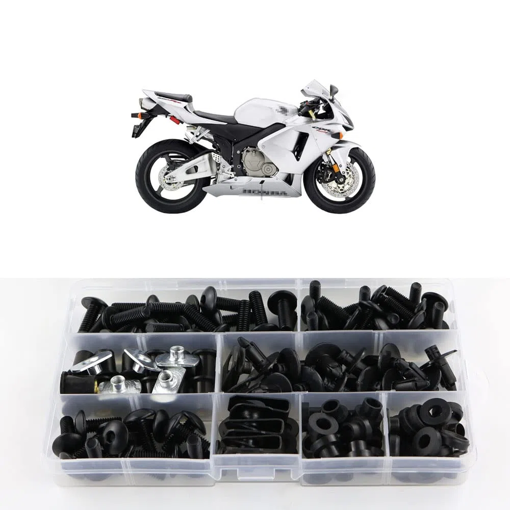 Xitomer Aftermarket Komplette Sets Verkleidungsschrauben-Kits, passend für CBR600RR 2003–2006, Montagesets Unterlegscheiben, Muttern, Befestigungen, Clips, Ösen (mattschwarz)