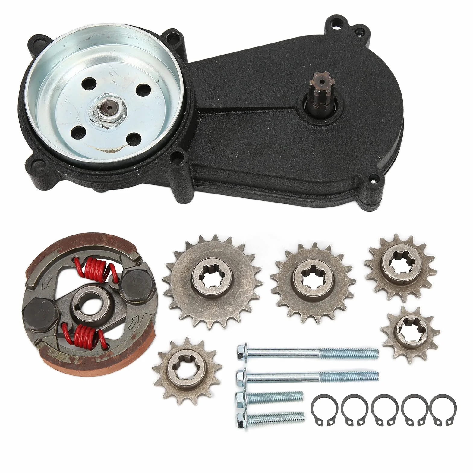 Akozon Getriebe, Kupplungsgetriebe, Trommelgehäuse Getriebe Kupplungssatz Kupplungsgetriebe Trommel für 43cc 47cc 49cc 2-Takt Pocket Mini Bike Scooter ATV