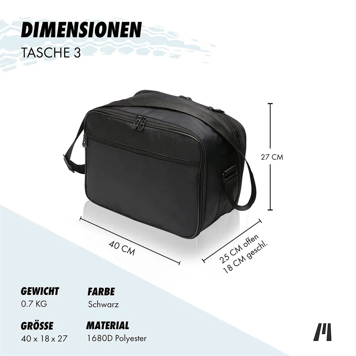 GETMORE Parts Motorradkoffer-Innentaschen Set passend zu Gepäck, Vario Seitenkoffern und Vario Top Case BMW F700GS, F800GS, R1200GS - Nr. 14+16