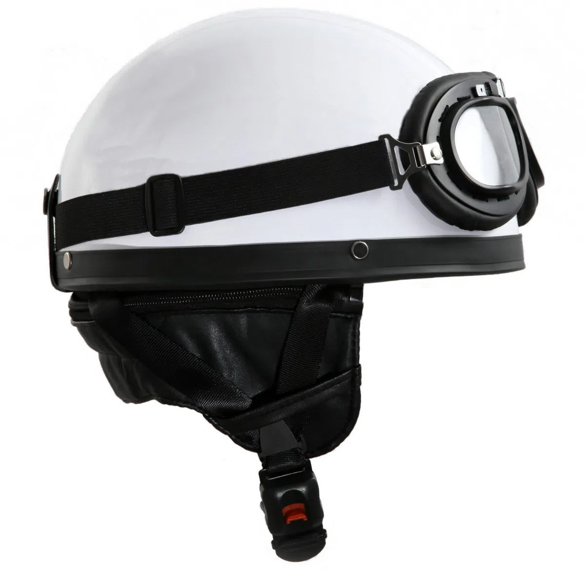Oldtimer Motorradhelm mit Brille Größe: L 59/60cm, Weiß