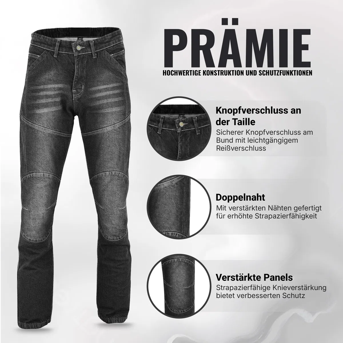 Motorradhose Herren, Motorrad Jeans Damen Aus Aramidfaser, Unisex Motorrad Schutzhose Hose Mit Protektoren CE-geprüft nach EN 17092-3:2020