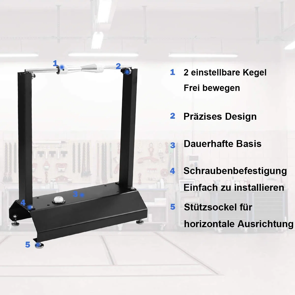 COSTWAY Auswuchtgerät für Motorradräder, Auswuchtbock Motorradreifen Felgenauswuchtmaschine, Radauswuchtmaschine mit verstellbaren Kegeln, Wuchtgerät Wuchtbock Felgen, 40,5 x 22 x 51 cm
