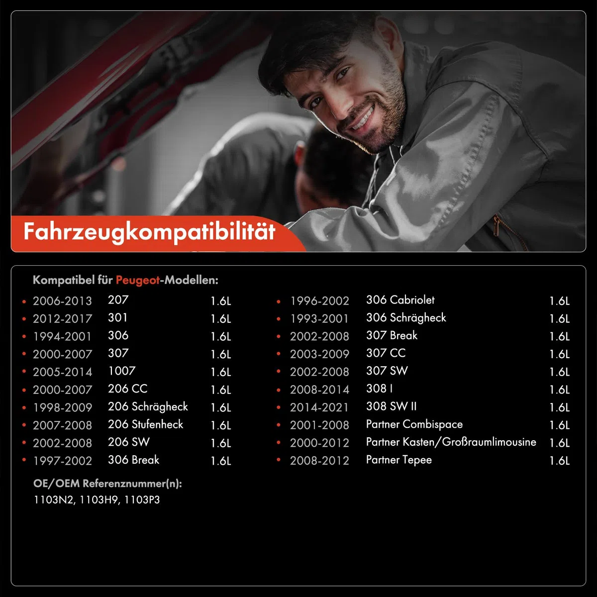 Frankberg ölkühler ölfilter Benzin Kompatibel mit 307 Break 3E 1.6L 206 CC 2D 1.6L Berlingo Multispace B9 1.6L 206 Schrägheck 2A/C 1.6L Replace# 1103P3