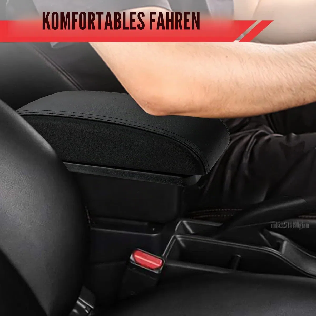Auto Armlehnen für Fiesta 2009-2017, Zweilagige Armlehne mit 7 USB Ladeanschlüssen, Schwarzes PU Leder, Mittelkonsolen Aufbewahrungsbox