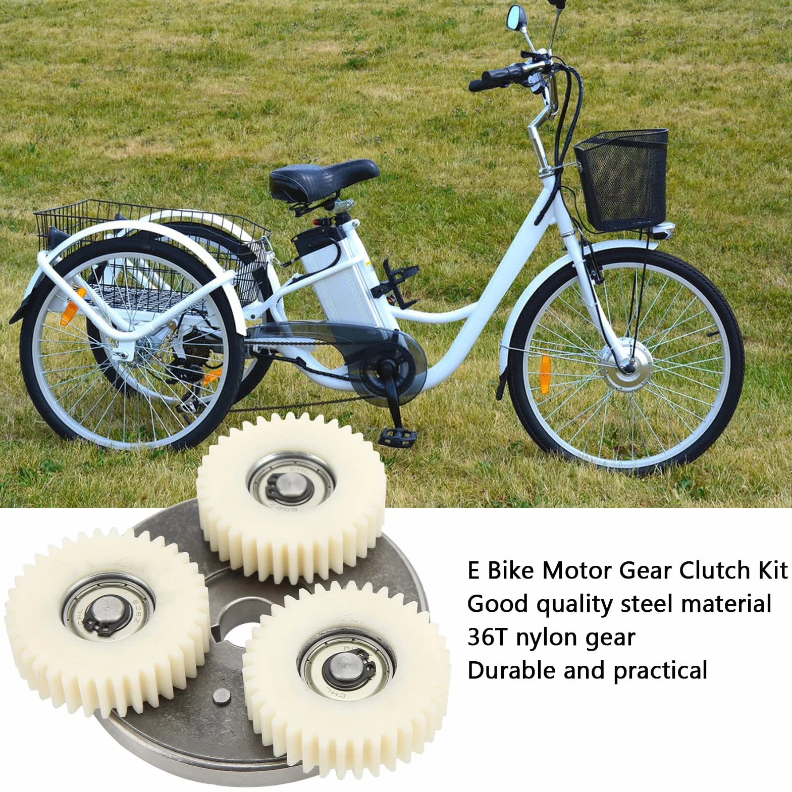 Asixxsix Fahrrad-Motor-Getriebe-Kupplungs-Kit, 3pcs 36T Planetary Nylon Gears Stable Elektrofahrrad-Motor-Kit mit Lager und 88mm Kupplung für Elektrofahrrad 500W bis 750W