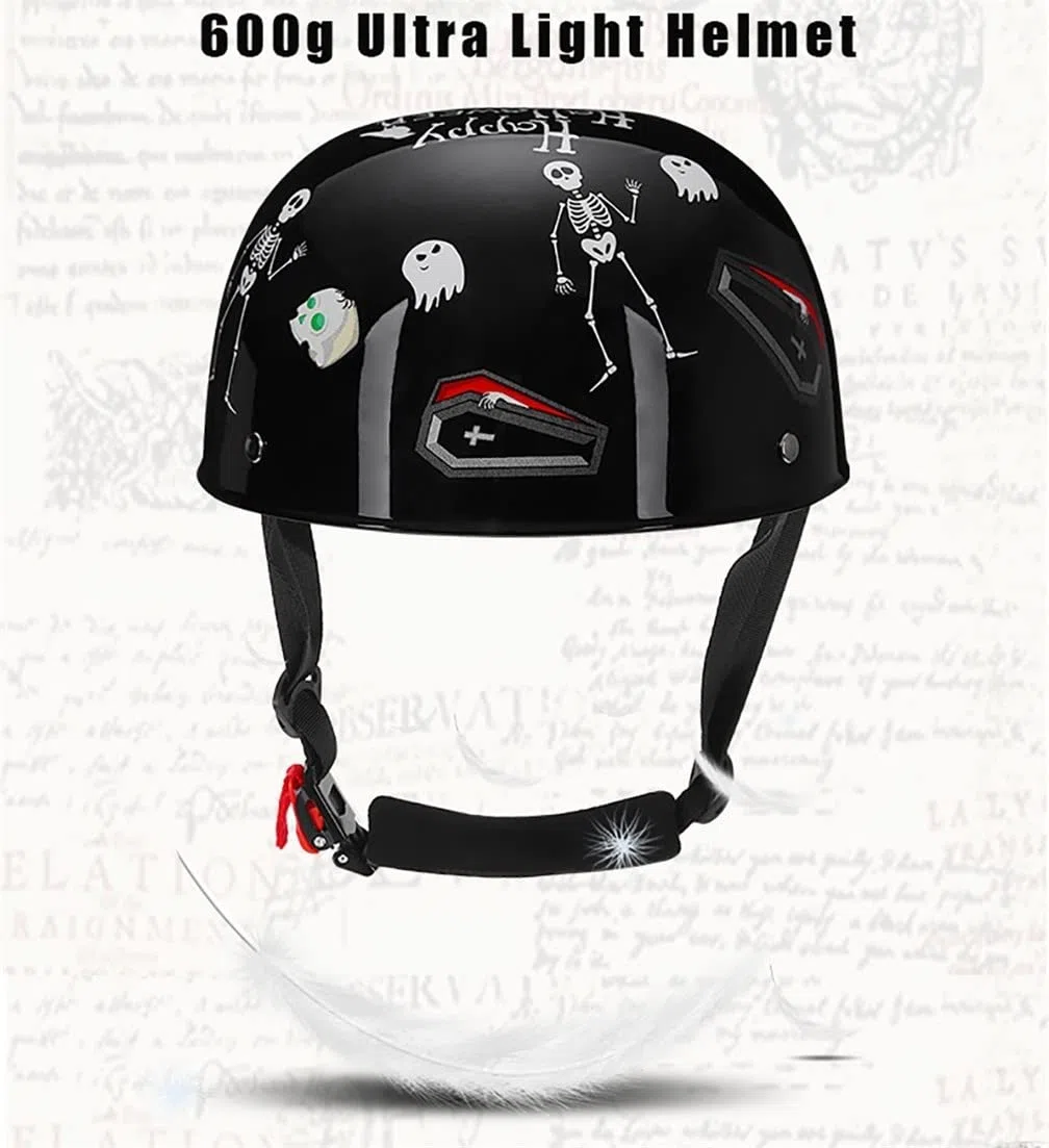 Motorrad-Halbhelme Mit Brille Und Gesichtsabdeckung, Retro-Schirmmütze Halbschale, Halbschalenhelm, DOT/ECE-geprüfter Vintage-Helm Im Deutschen Stil Für Männer Und Frauen (M/L/XL)