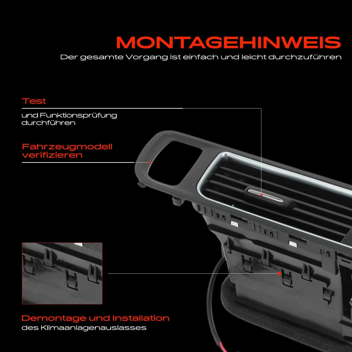 Frankberg Lüftungsdüse Luftauslassdüsen Vorne Mitte Kompatibel mit Q5 8RB SUV 2008-2017 Q5 FYB FYG SUV 2016-2018 Replace# 8R1820951GWVF-PT
