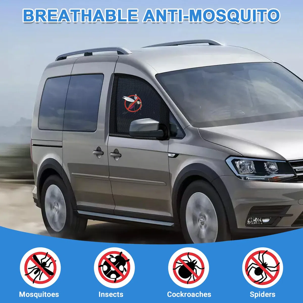 Insektenschutzgitter Ersatz für VW Caddy 2004-2025, Magnetisches Insektennetz für Haustür (Paar) 2 Stück, Moskitonetze Atmungsaktiv für Outdoor Camping