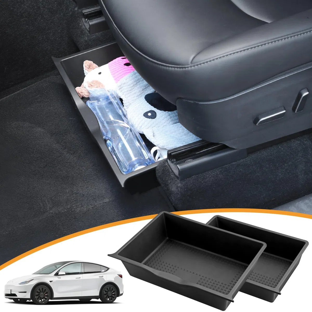 2PCS Model Y Für Tesla Sitz Organizer Box Rutschfeste Vordersitze Langlebiges Autozubehör Aufbewahrungsbox TPE-Material Hohe Temperaturbeständigkeit Zum Auto Ordentlich