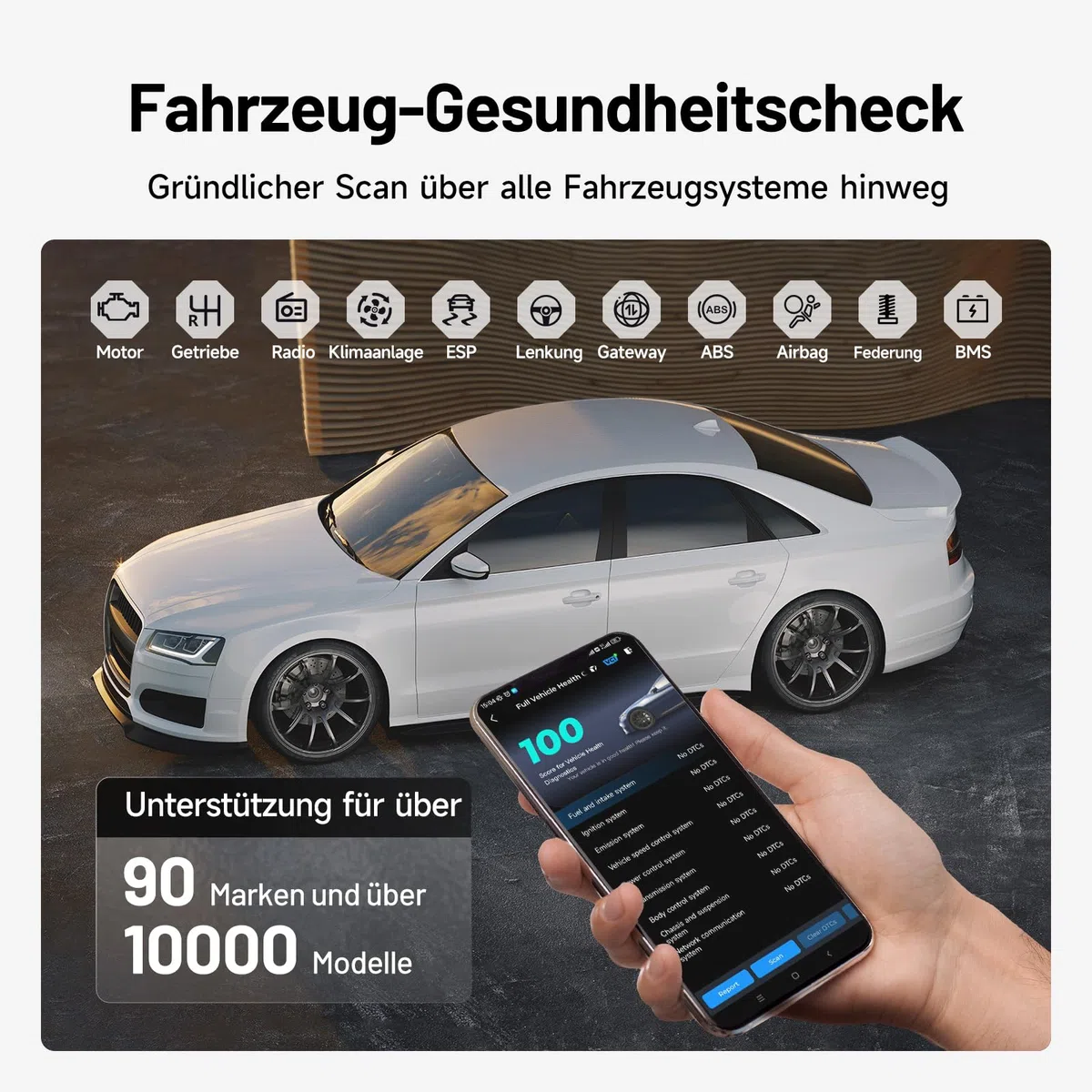TOPDON Carpal-A OBD2 Diagnosegerät für Alle Fahrzeuge, Bluetooth obdii Diagnosewerkzeug All System, 6 Dienste Zurücksetzen, AutoVIN, Smog-Check, Reparatur-Leitfaden, Motor-Inspektion