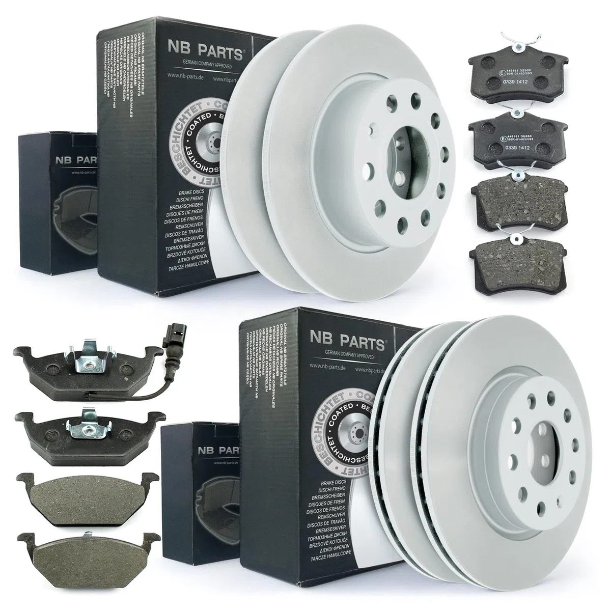 NB PARTS Bremsscheiben Bremsbeläge vorn hinten passend für Audi A3 8P Seat Altea Leon VW Golf 5 6