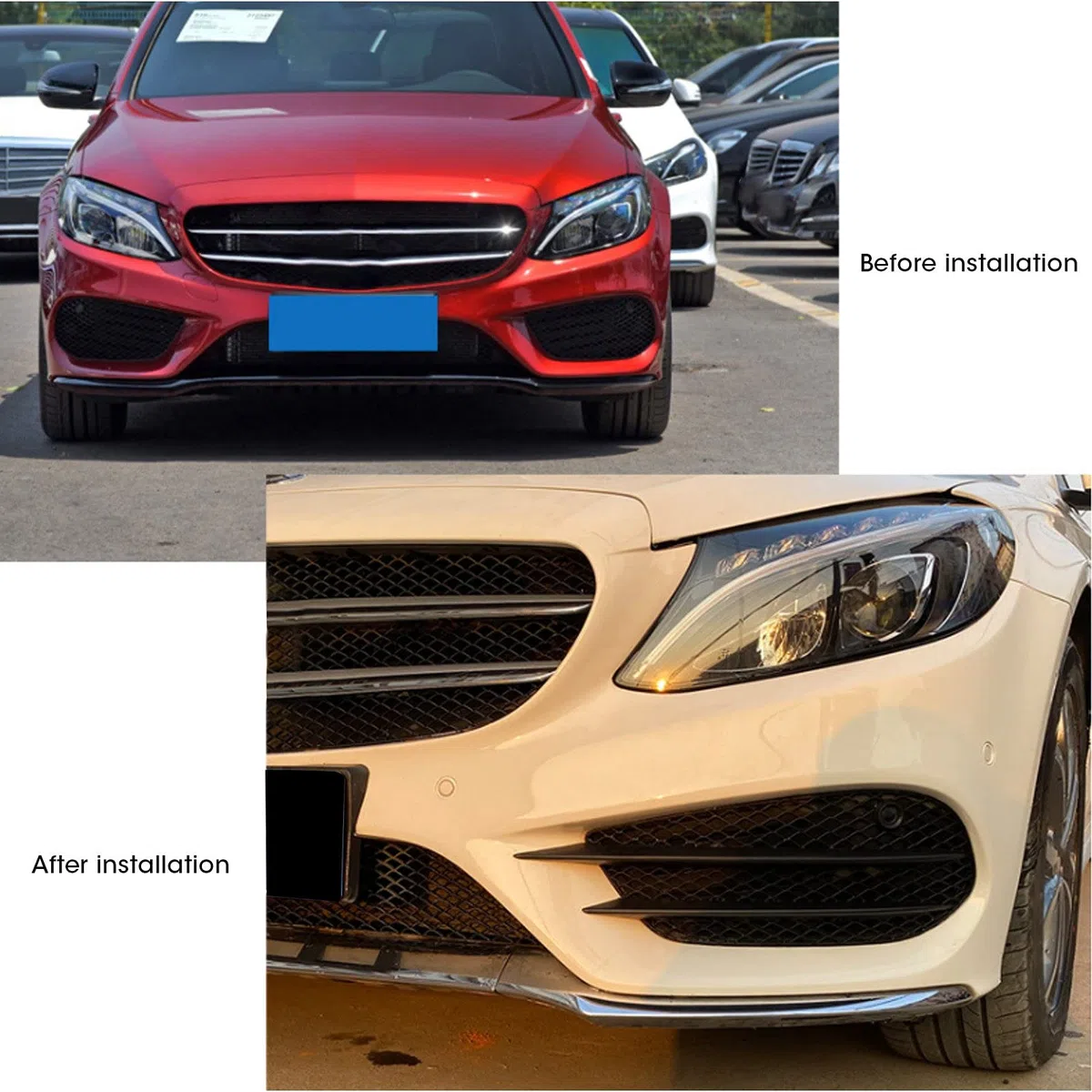 CHICIRIS Nebelscheinwerfergitter, Ersatz für Auto-Frontstoßstangengrill für C-Klasse W205 C205 AMG Line 2015 Bis 2018