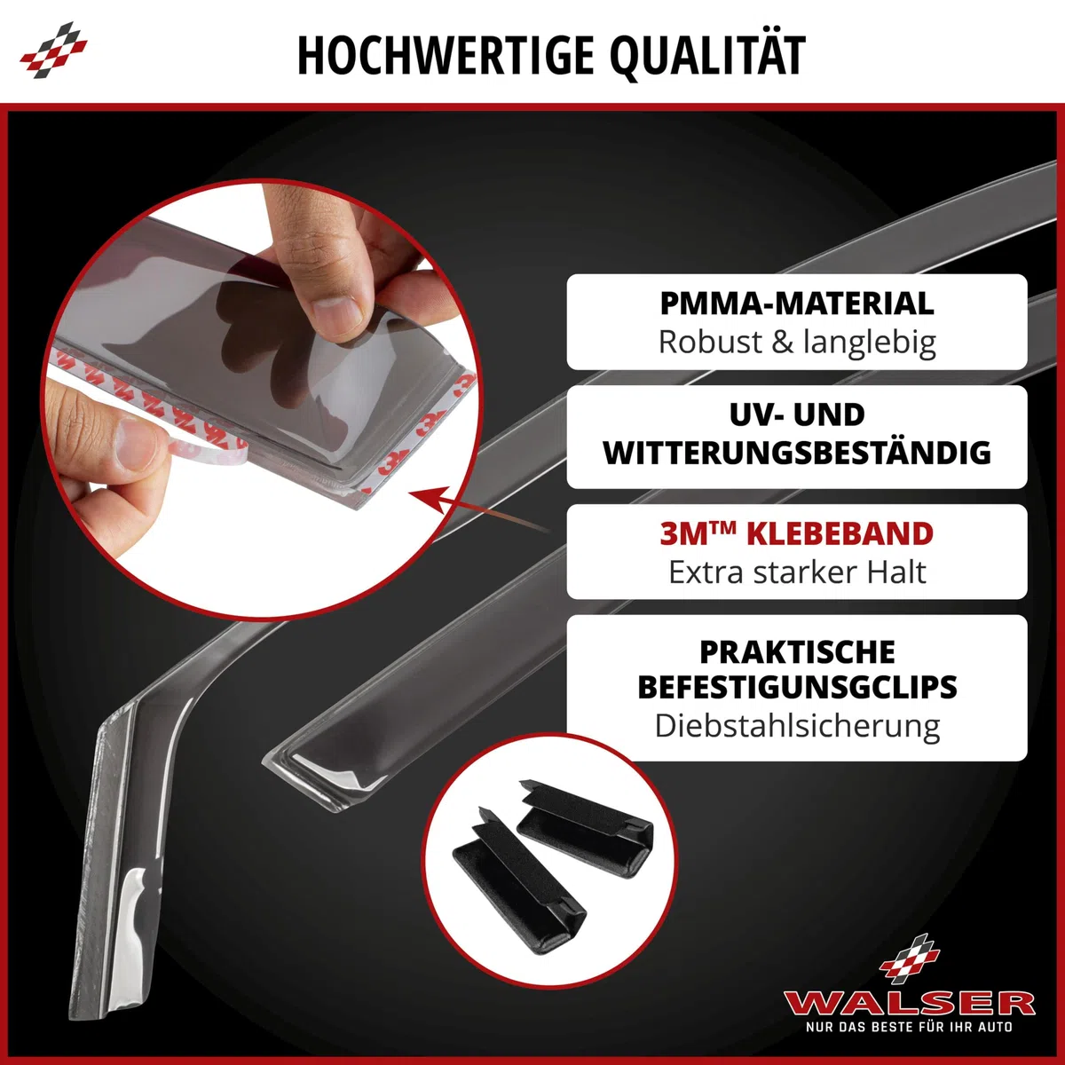 Walser Premium Auto Windabweiser für VW Up/Seat MII 2011-Heute, Skoda Citigo 2011-2019 3-Türer, Passform Regenabweiser Set für Fahrer- und Beifahrerseite, Auto Windabweiser 2 STK.