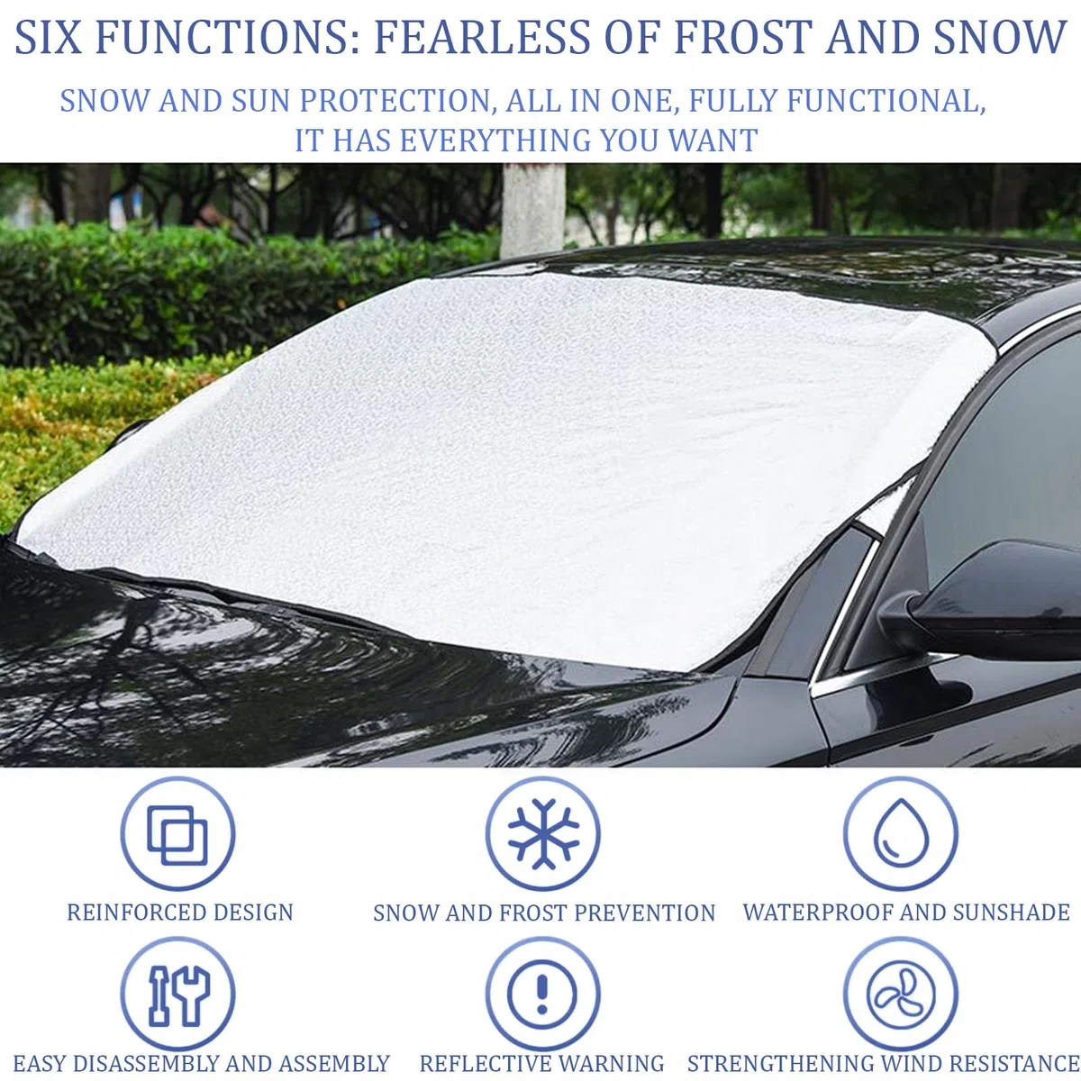 GWAWG Housse De Pare-Brise Voiture Pour Hiver Froid, 150 * 93cm Grande Taille Protecteur De Pare-Brise Anti-Givre Voiture, Protection Anti-Givre Housse De Pare-Brise D’Hiver, Tous Types De Voitures