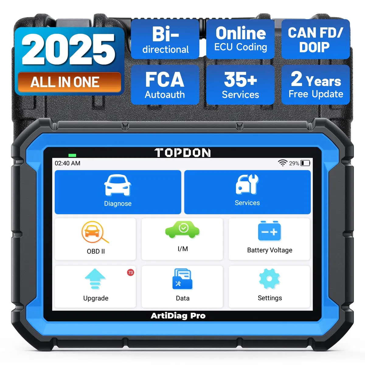 TOPDON Diagnosegerät Auto ArtiDiag Pro V2.0, Online-Codierung&Bidirektionale Steuerung, Vollständige Systemdiagnose auf OE-Ebene, 35+Servicefunktionen, 2 Jahre kostenloses Update