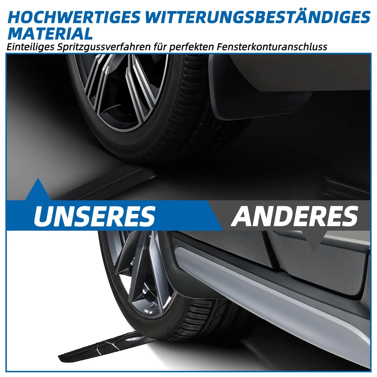 Zweiteiliger Fenster-Regenabweiser für Volkswagen Caddy(2005–2018). Einteiliger Windabweiser, Regen- und Windabweiser, einfach zu montieren, Schwarz