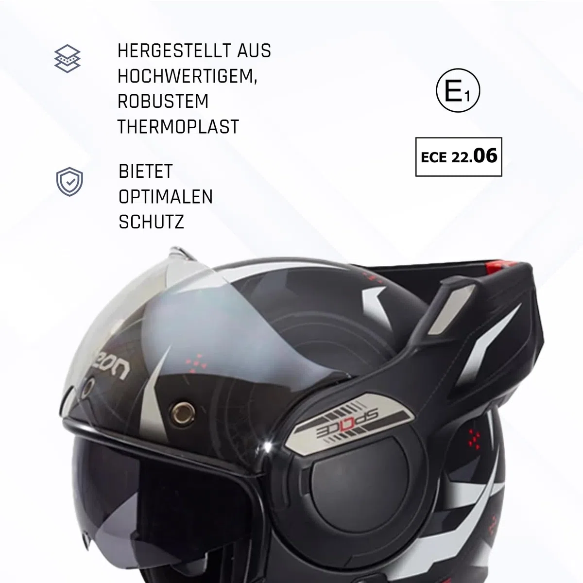 BEON Stratos Motorradhelm - Systemhelm Klapphelme mit Visier und Sonnenblende - Rollerhelm Sonnenblende - Motorrad Helm Damen & Herren - Integralhelm 180° Klappbar - Anti-Kratz-Visier - XL