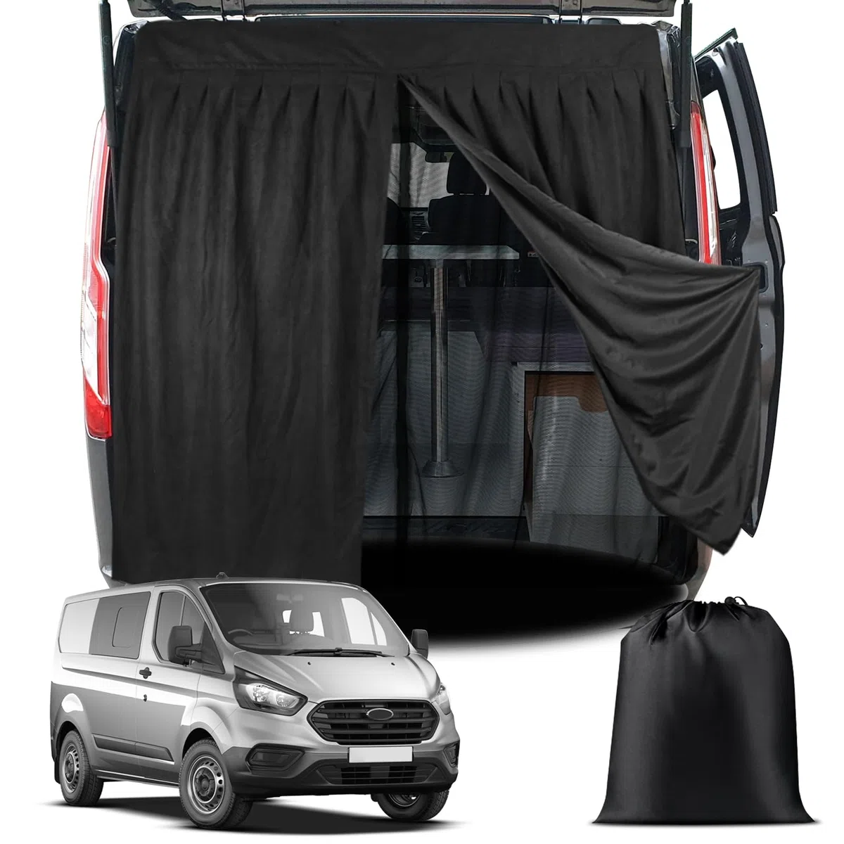ZWPARTS Magnetischer Van Insektenschutz Maßgeschneidert für Ford Transit Custom H1 Low Roof Heckklappe, Zweischichtig Auto Insektennetz Moskitonetze für Heckklappe