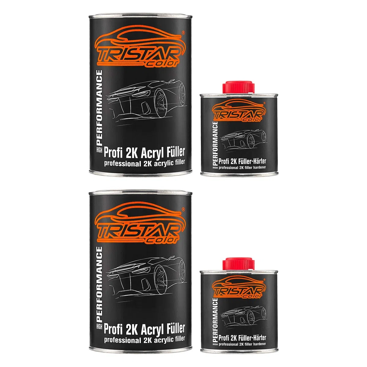 TRISTARcolor 2K High Solid Füller Set/Grundierung für Autolack weiß - 2,6 kg Epoxyfüller & Härter