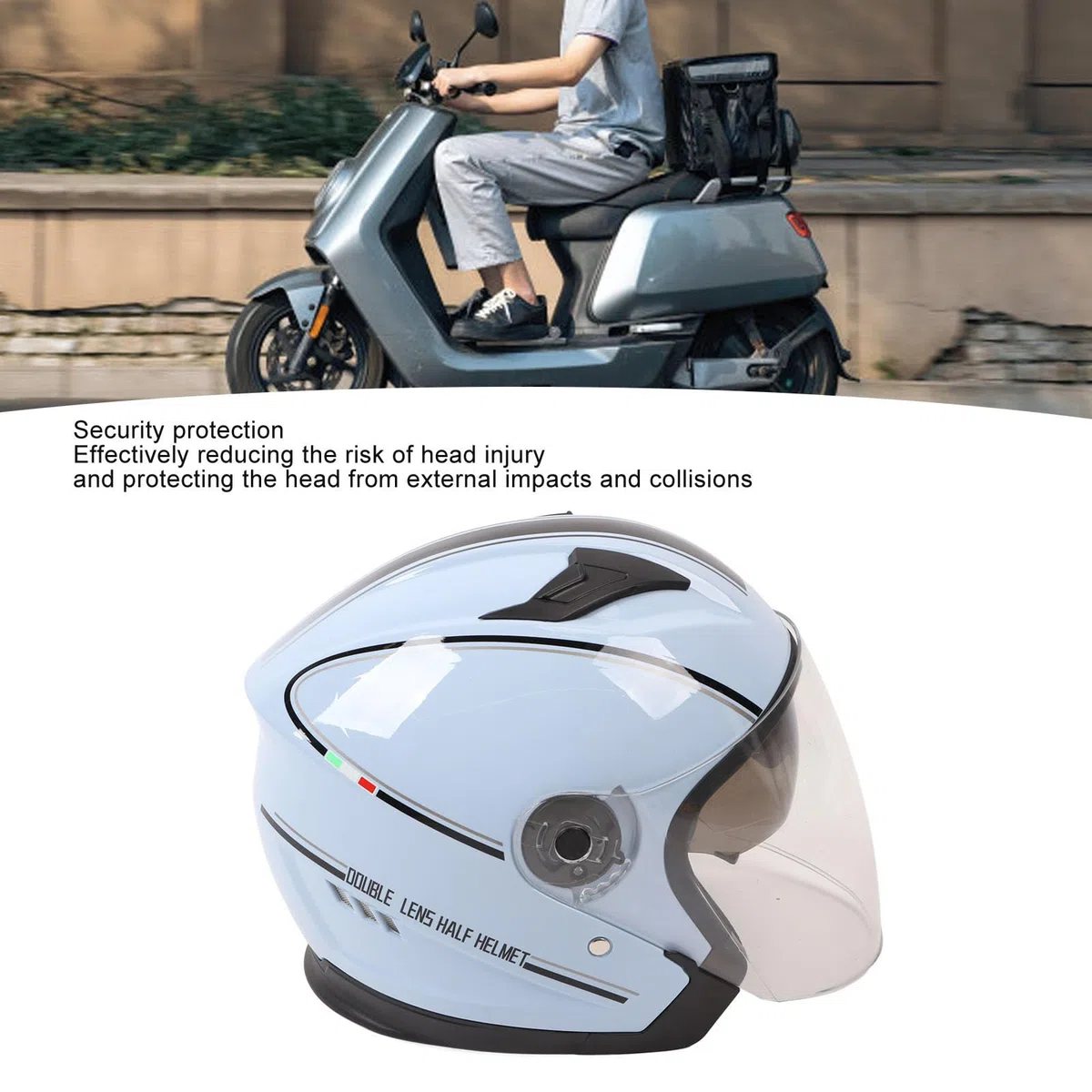 Halbgesichts-Motorradhelm, Kompakter, Leichter Motorradhelm Mit Offenem Gesicht Für Elektrofahrzeug-Motorräder, ABS-Helm